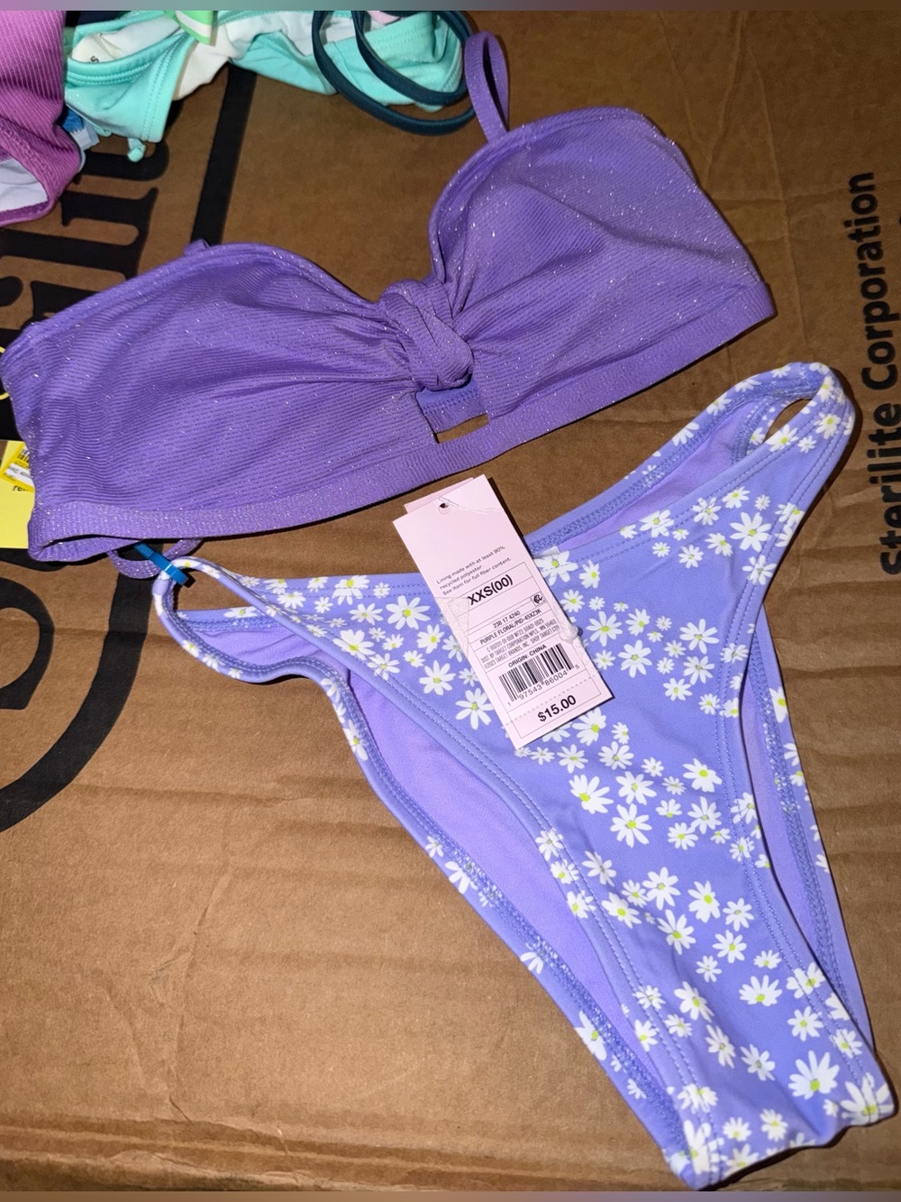 Target Girls' Lavender Daisy Two-Piece Swim Bikini